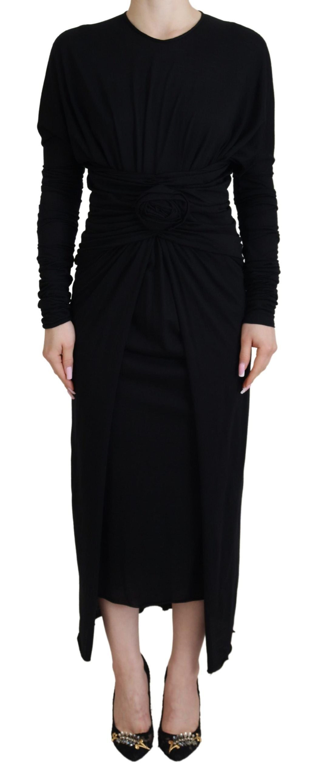 Dolce & Gabbana Elegant Sheath Wrap Dress with Long Women's Sleeves1
