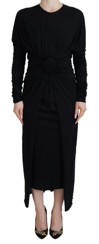 Dolce & Gabbana Elegant Sheath Wrap Dress with Long Women's Sleeves1