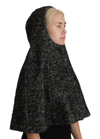 Dolce & Gabbana Gray Tweet Wool Shoulder Hat Hooded Women's Scarf3