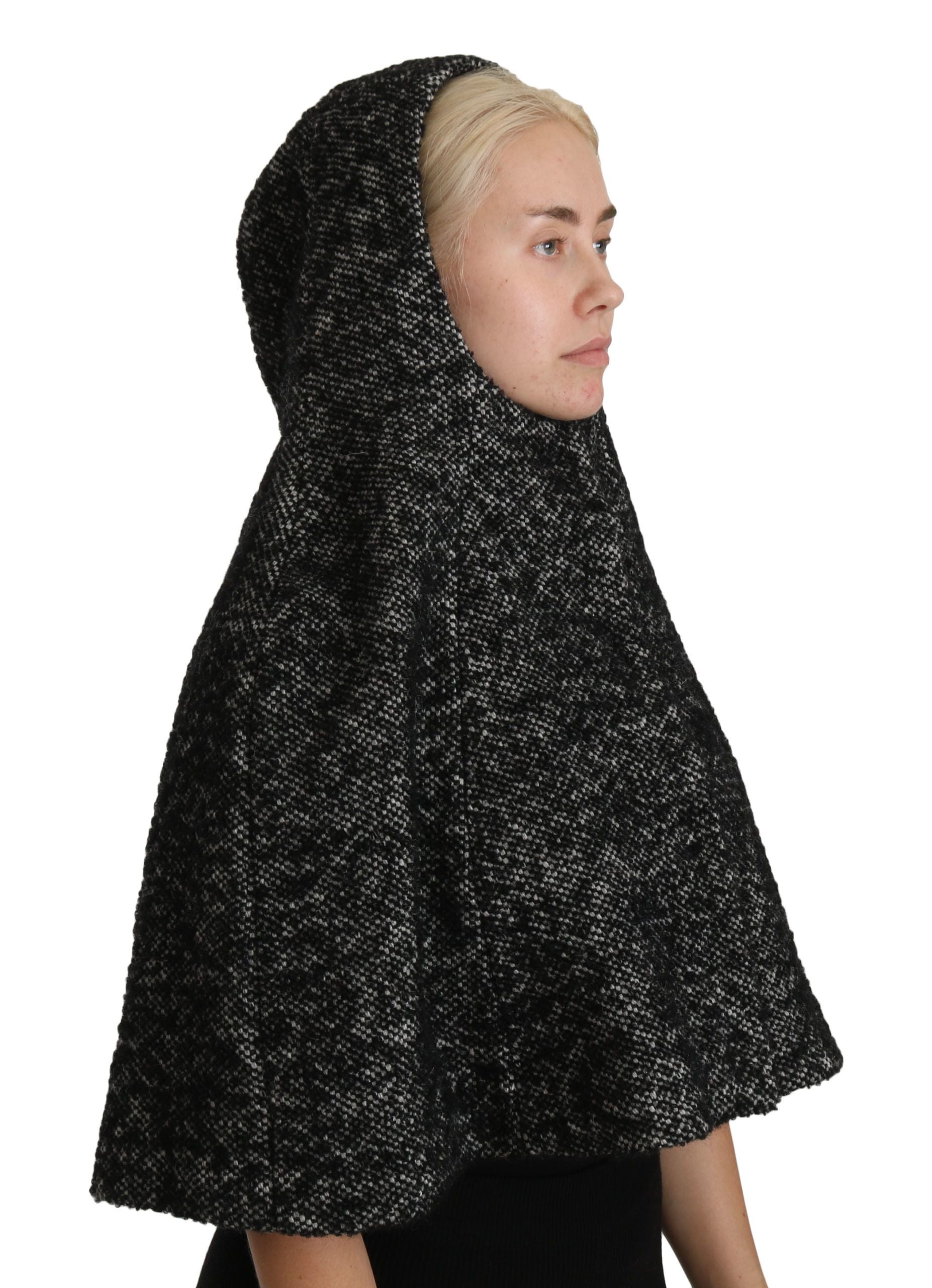 Dolce & Gabbana Gray Tweet Wool Shoulder Hat Hooded Women's Scarf4