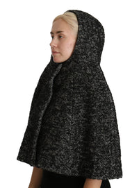 Dolce & Gabbana Gray Tweet Wool Shoulder Hat Hooded Women's Scarf6
