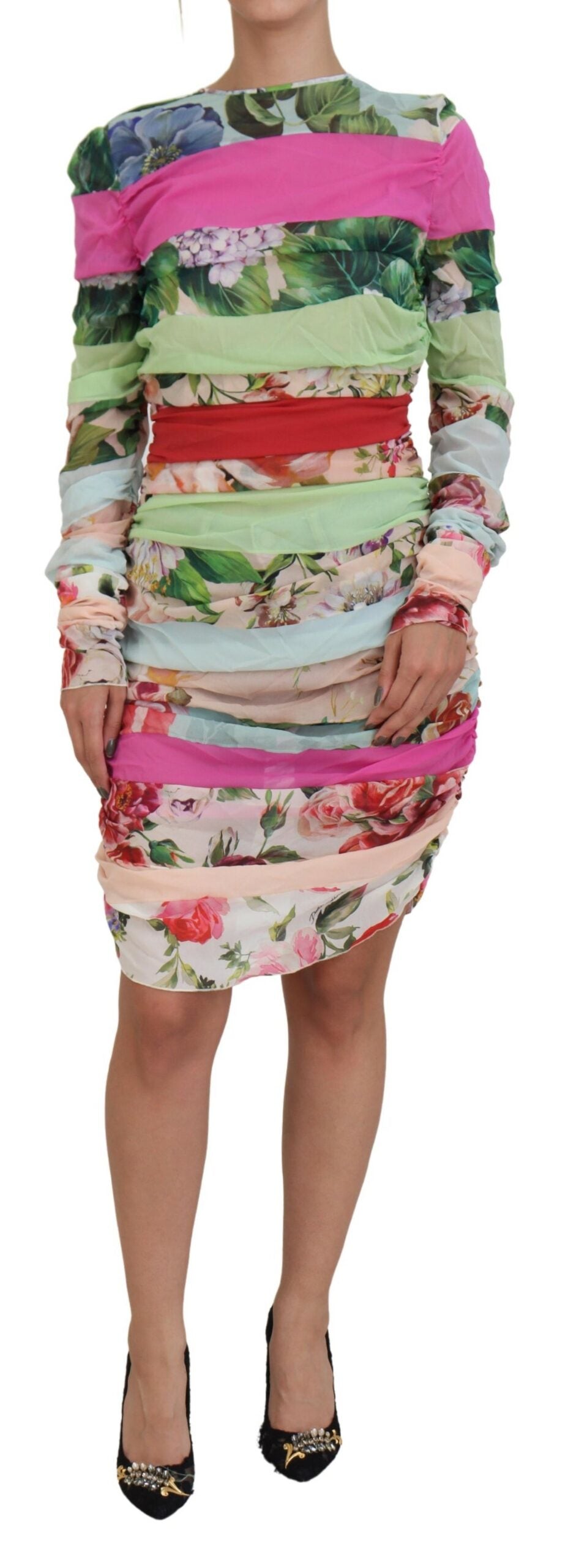 Dolce & Gabbana Floral Sheath Bodycon Silk Women's Dress