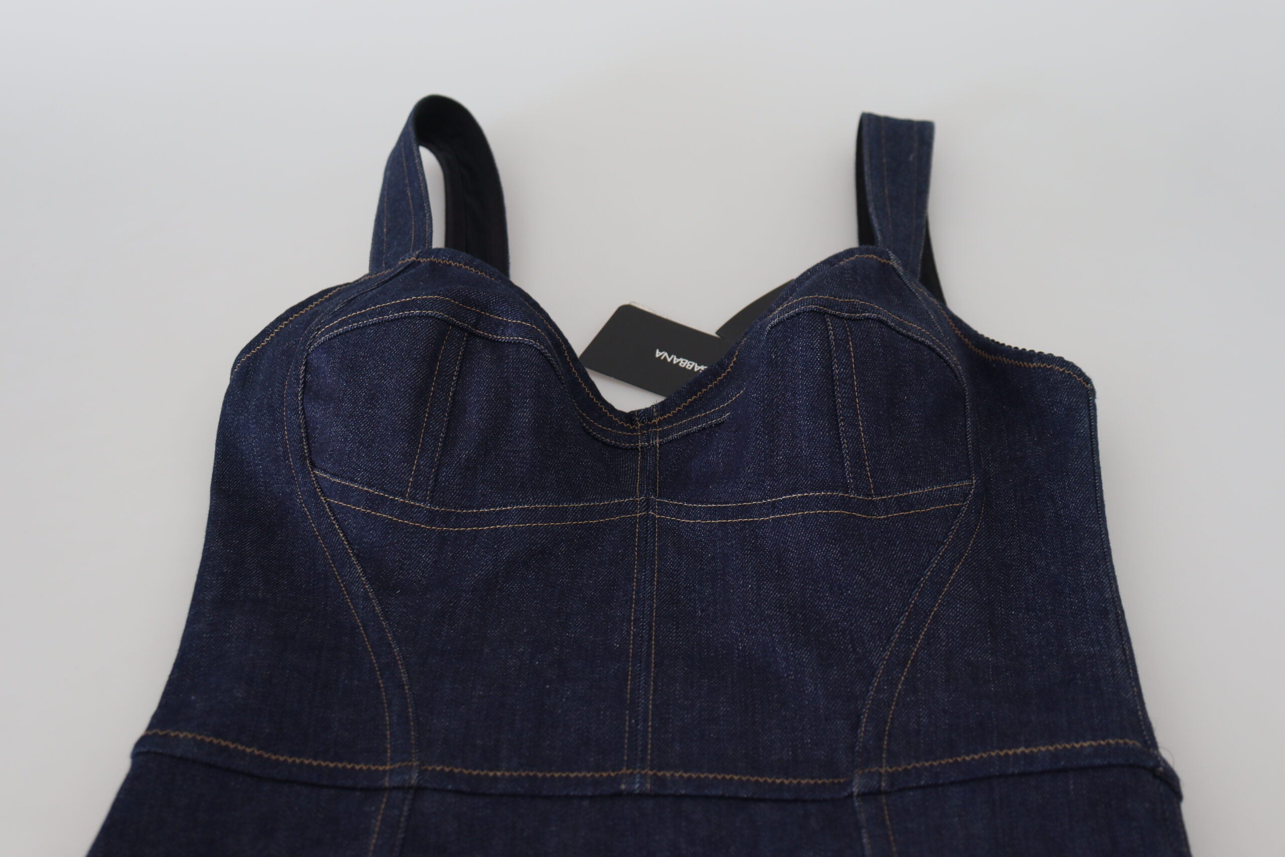 Dolce & Gabbana Dark Blue Cotton Denim Sheath Midi Women's Dress