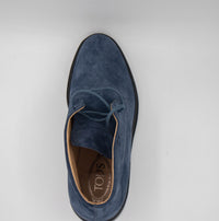 Tods Suede Chukka Boots with Rubber Sole in Navy