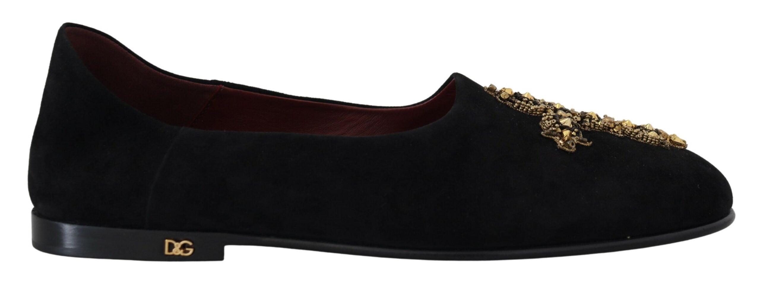 Dolce & Gabbana Black Gold Crystal Sequined Men's Loafers Black