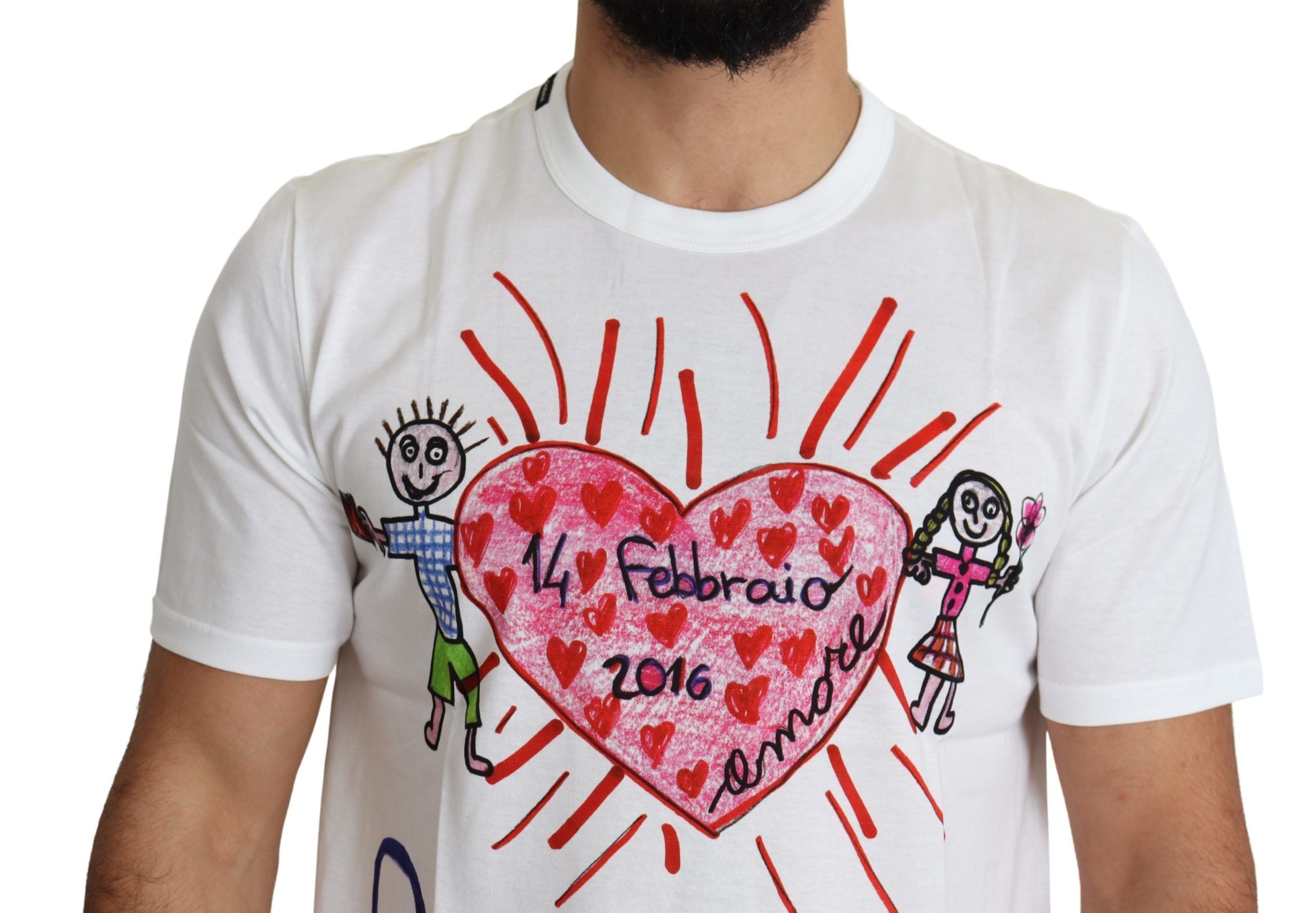 Dolce & Gabbana White Saint Valentine Hearts Print Men  Men's T-shirt8