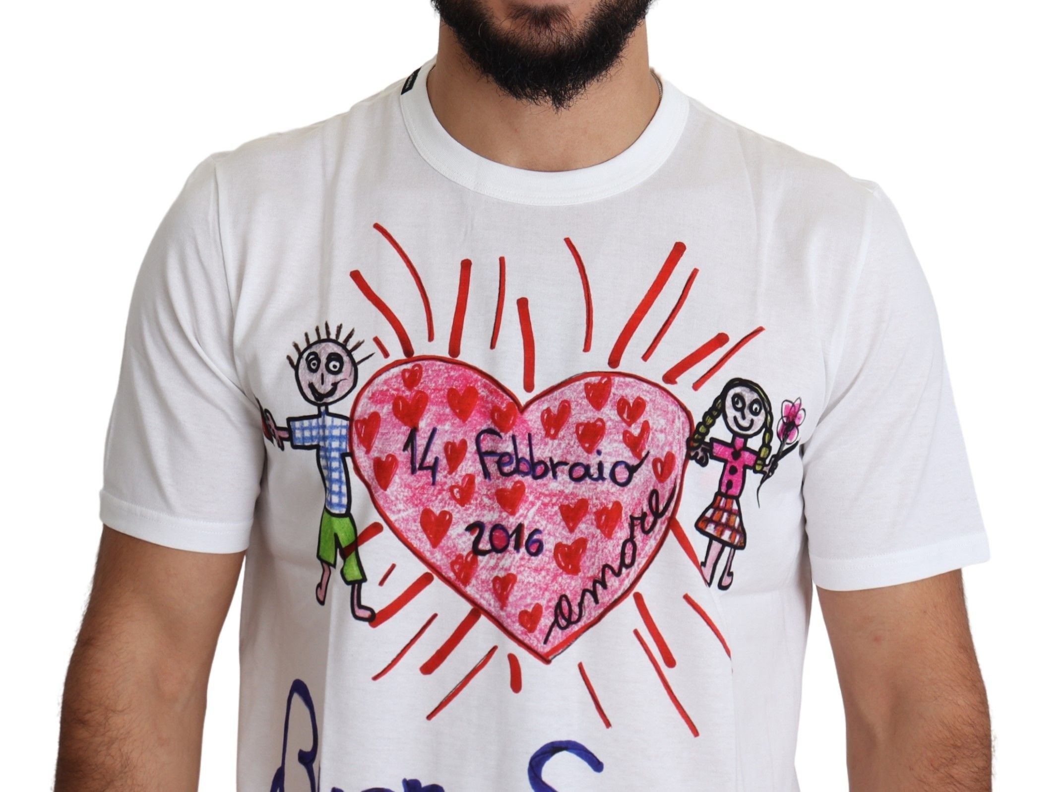 Dolce & Gabbana White Saint Valentine Hearts Print Men  Men's T-shirt10