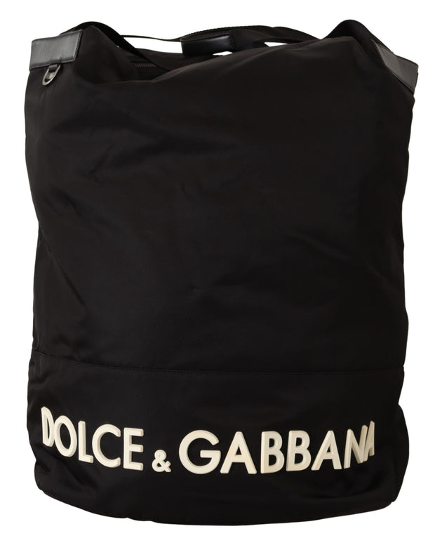 Dolce & Gabbana Black Nylon Leather Travel School Men Tote Men's Bag