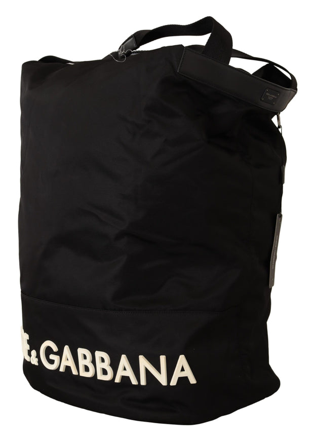Dolce & Gabbana Black Nylon Leather Travel School Men Tote Men's Bag