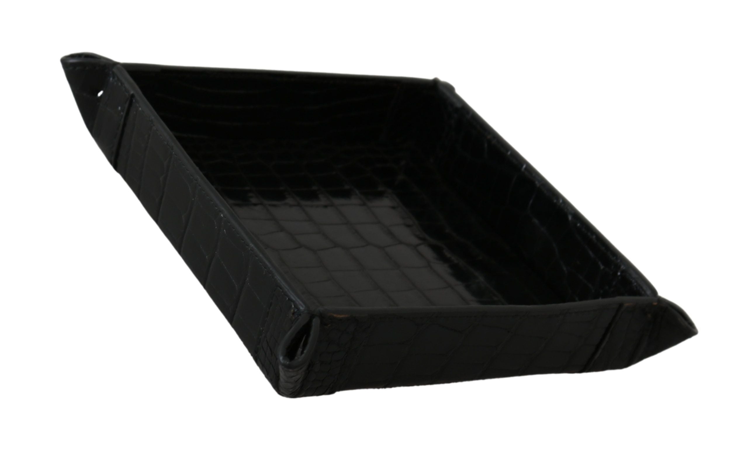 Dolce & Gabbana Elegant Black Exotic Skin Entry Women's Tray