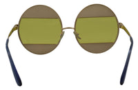Dolce & Gabbana Crystal Embellished Gold Oval Women's Sunglasses