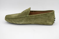 Tods Suede Driving Shoes with Pebble Sole in Green