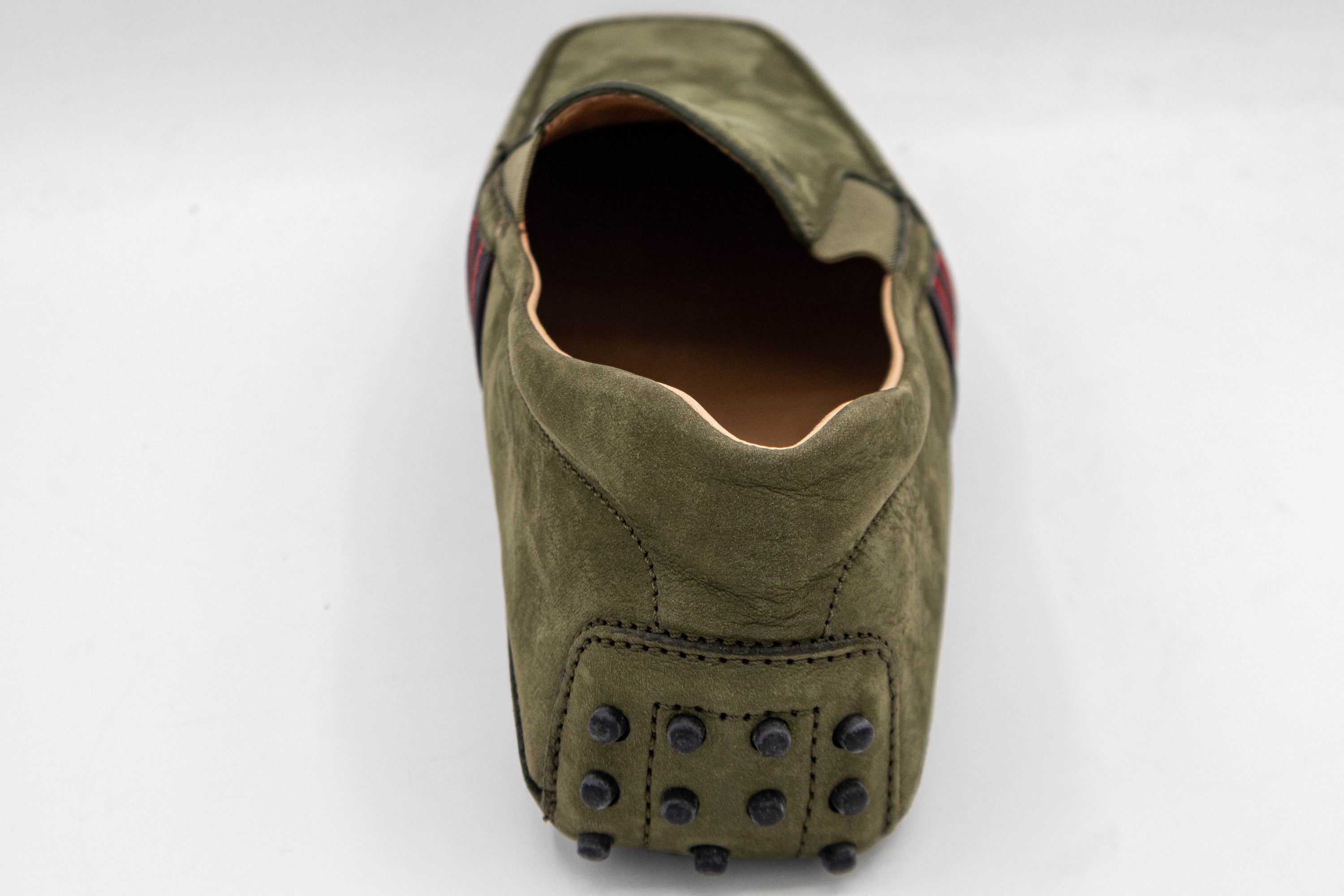 Tods Suede Driving Shoes with Striped Web Detail