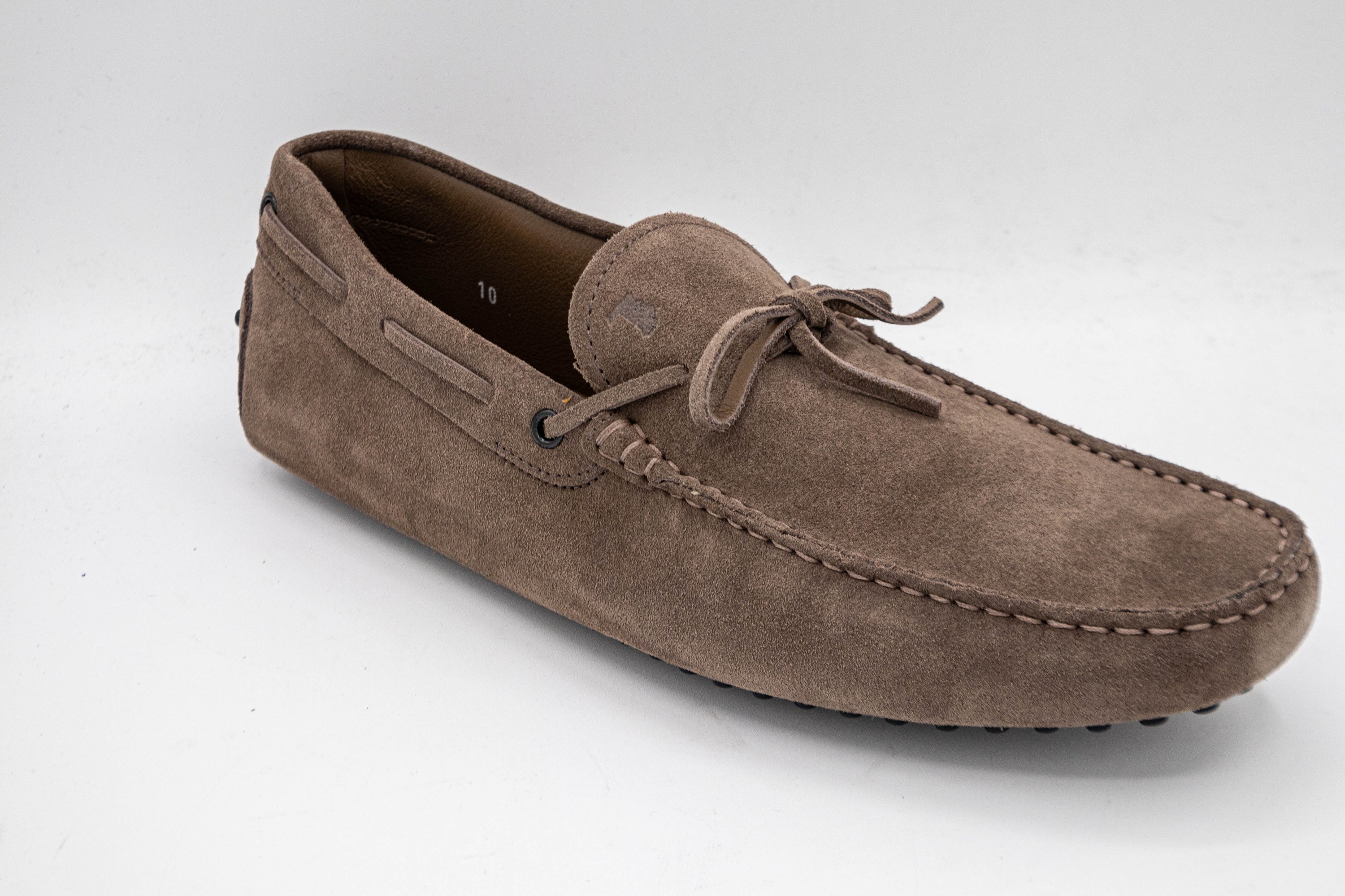 Tods Suede Lace-Up Gommino Driving Shoes Brown