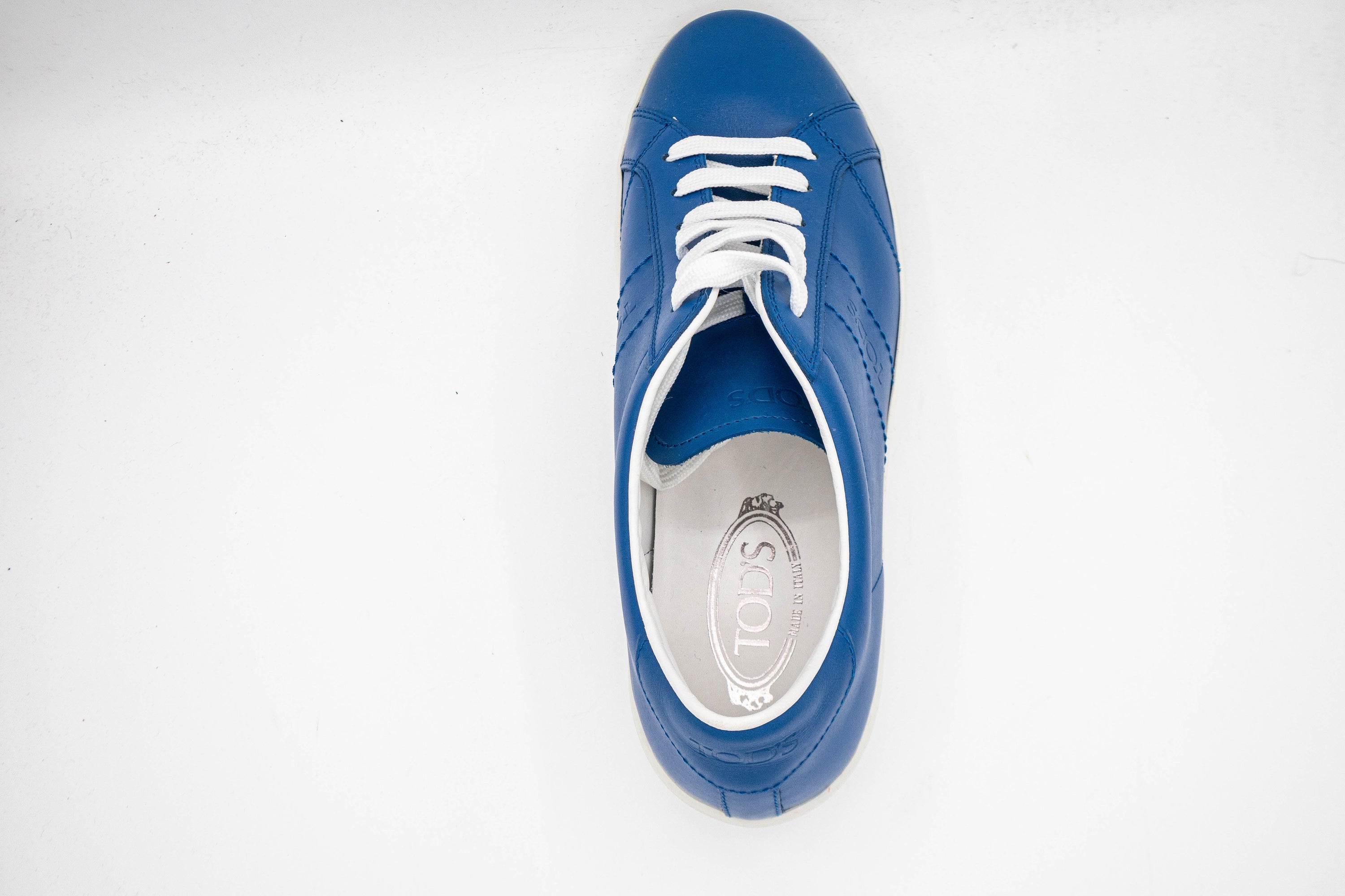 Tods Leather Low-Top Sneakers with Contrast Sole Blue