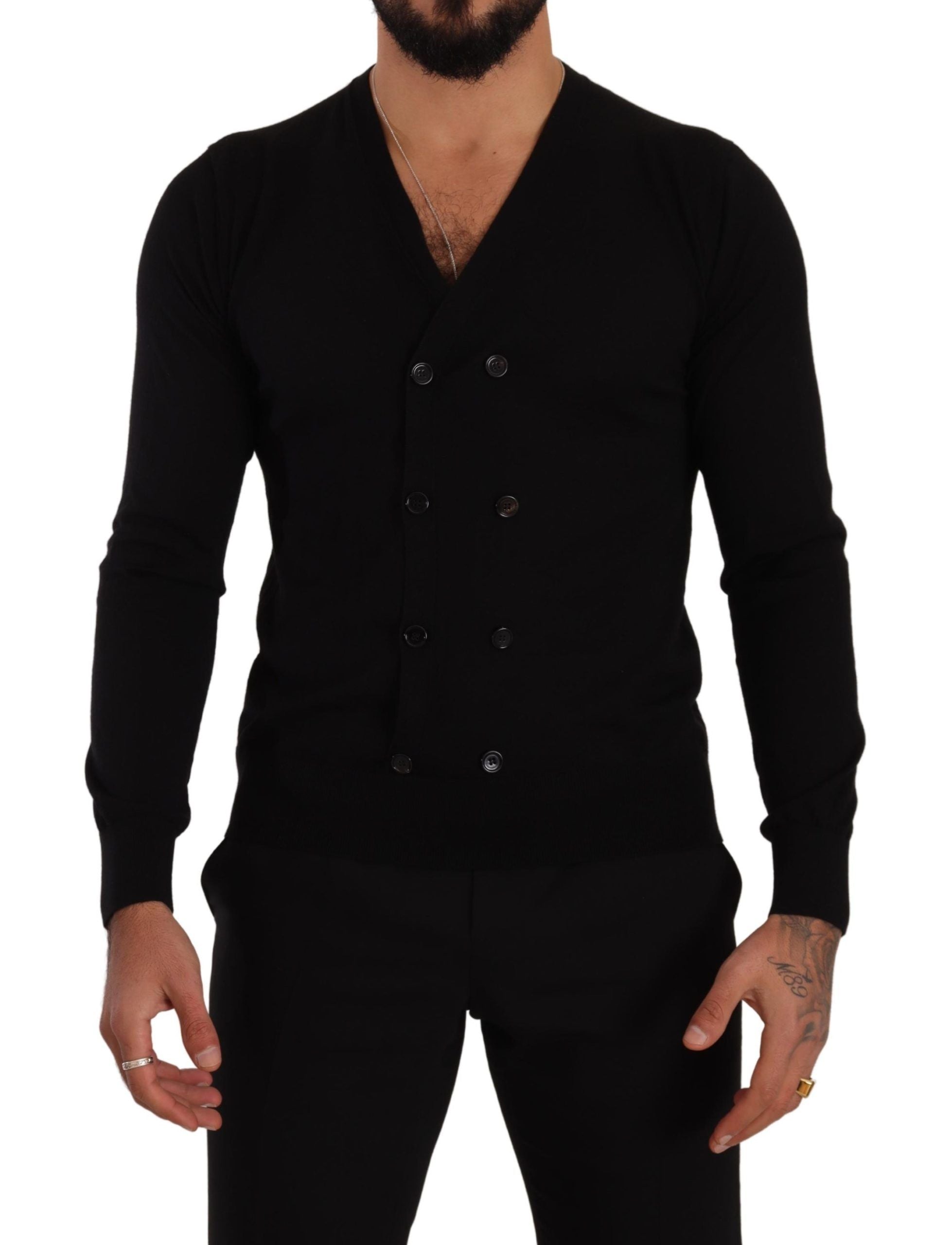 Dolce & Gabbana Black Cashmere Button Down Cardigan Men's Sweater2