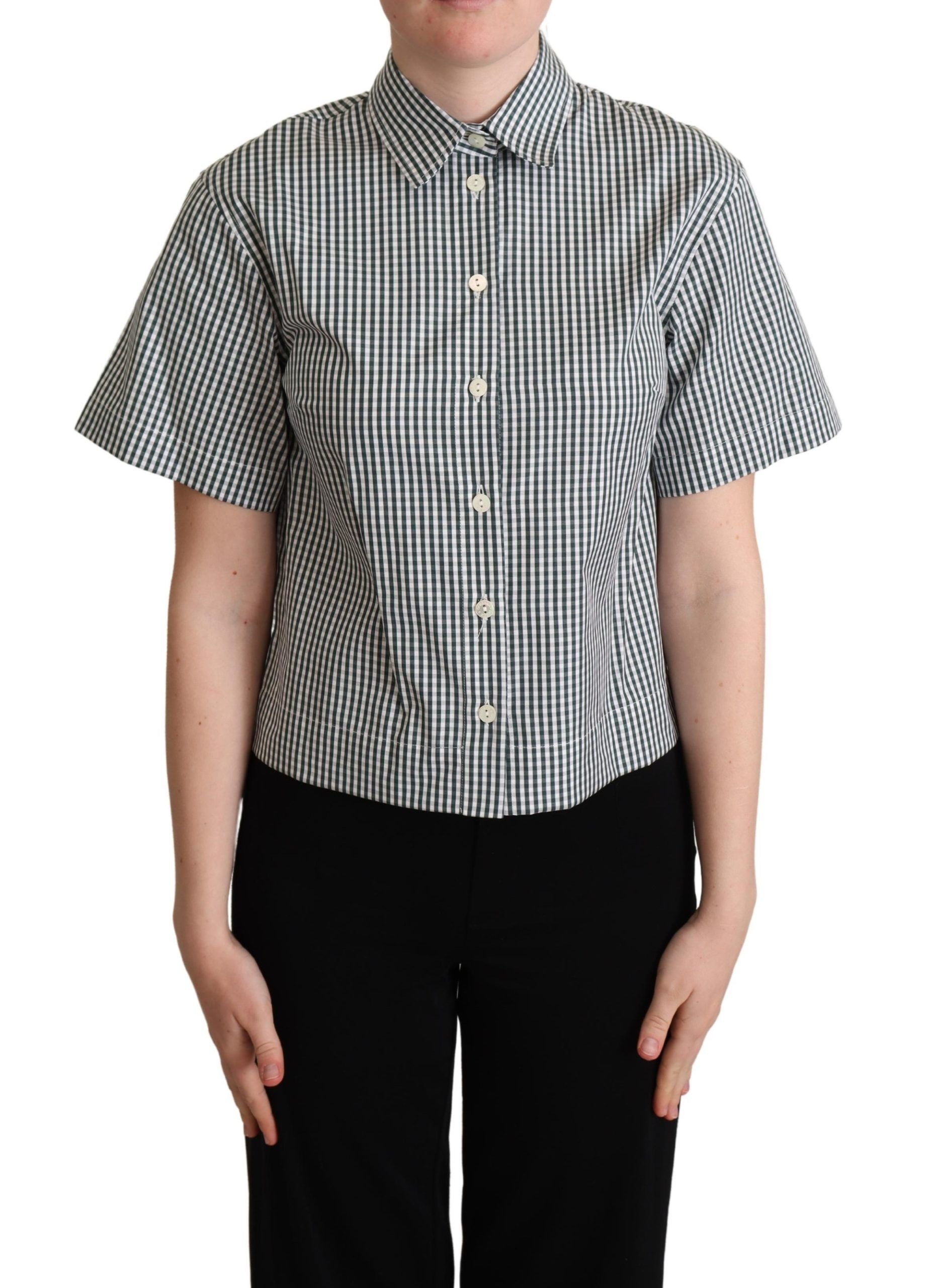 Dolce & Gabbana Elegant Checkered Cotton Polo Women's Top2