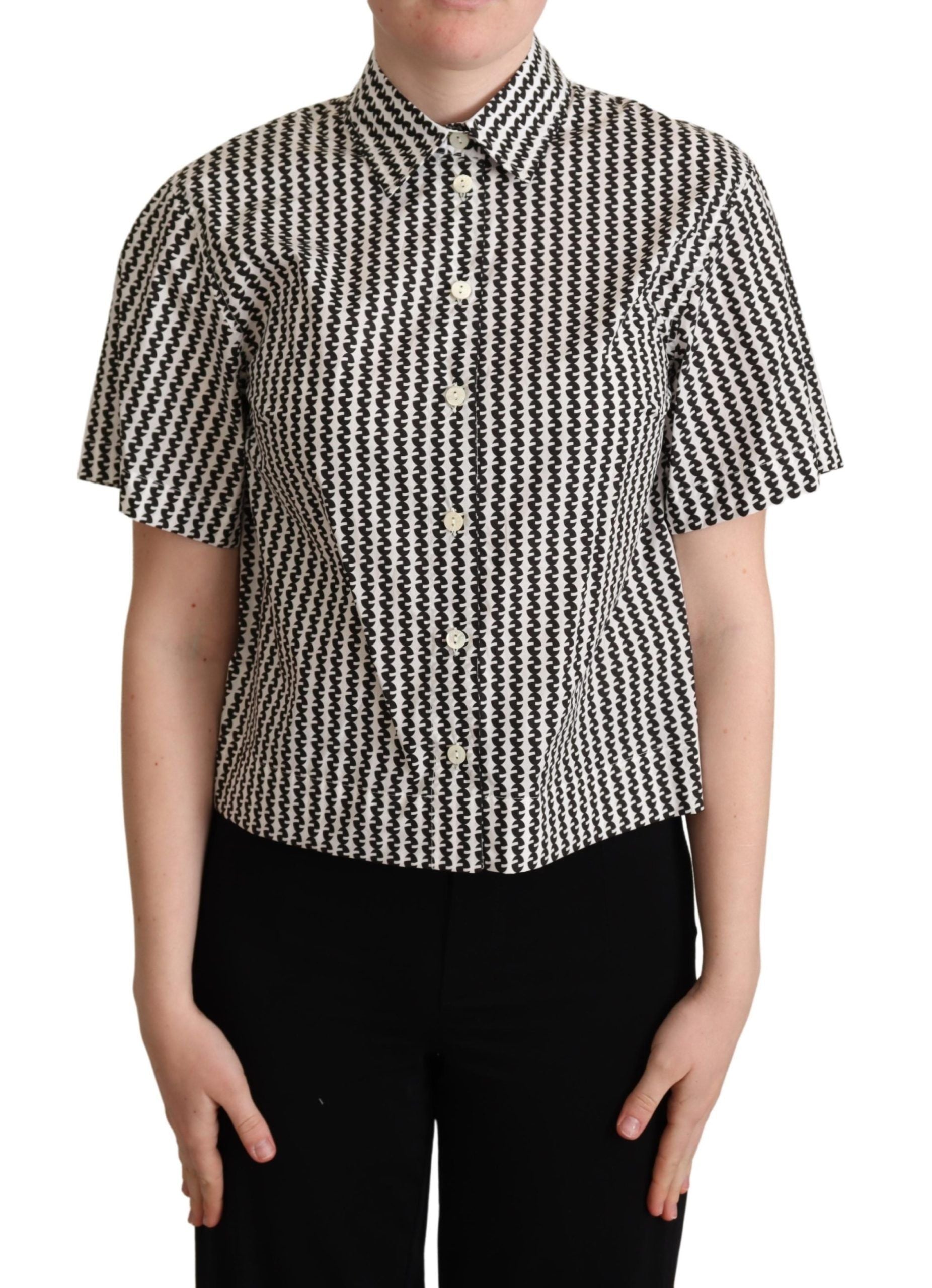 Dolce & Gabbana Elegant Black and White Patterned Cotton Women's Polo2