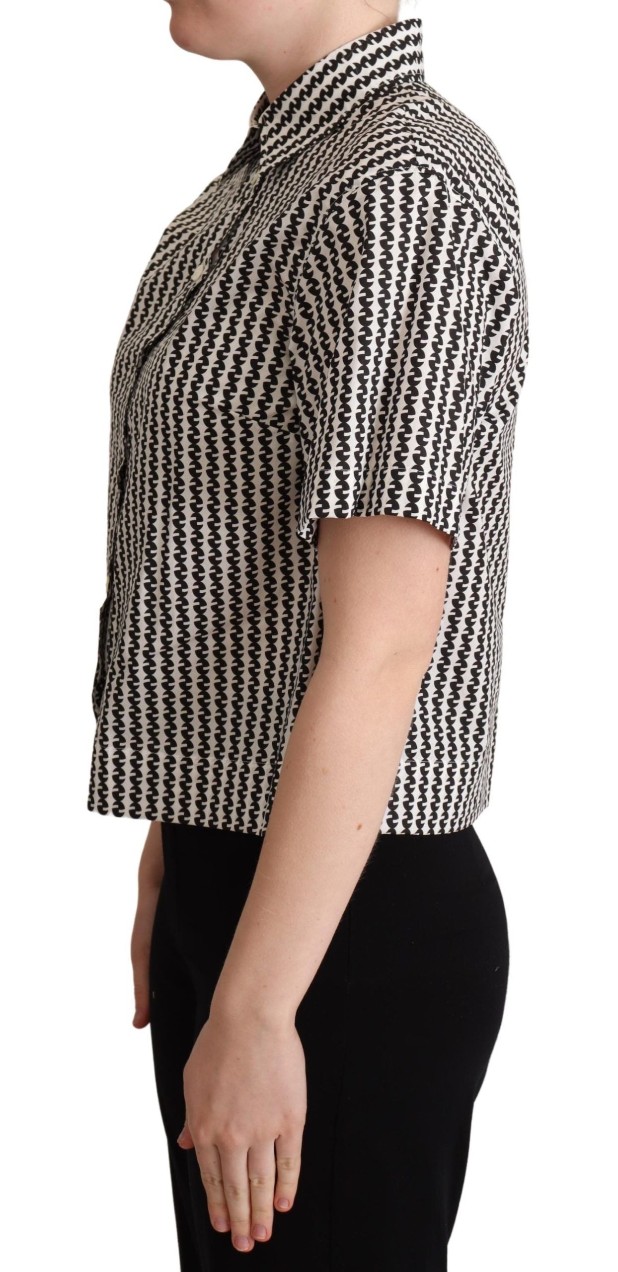 Dolce & Gabbana Elegant Black and White Patterned Cotton Women's Polo4