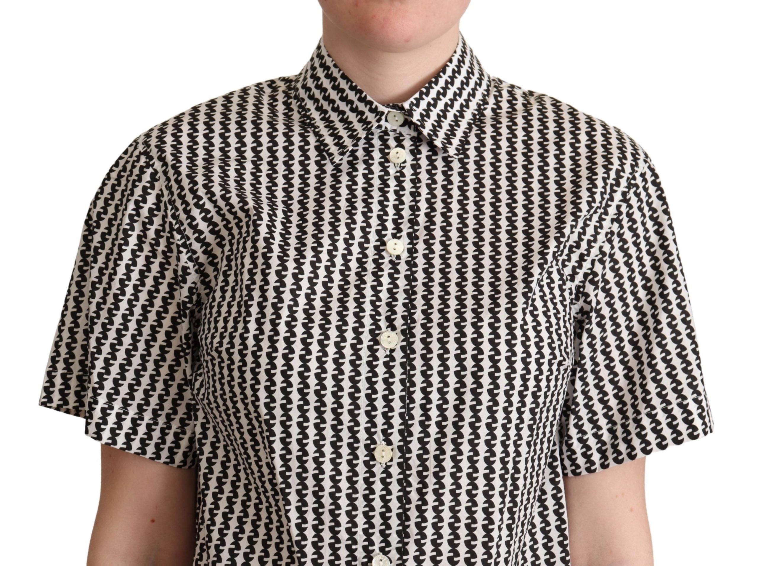 Dolce & Gabbana Elegant Black and White Patterned Cotton Women's Polo8