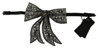 Dolce Gabbana Silver Tone 100% Silk Crystal Embellished Women Bowtie