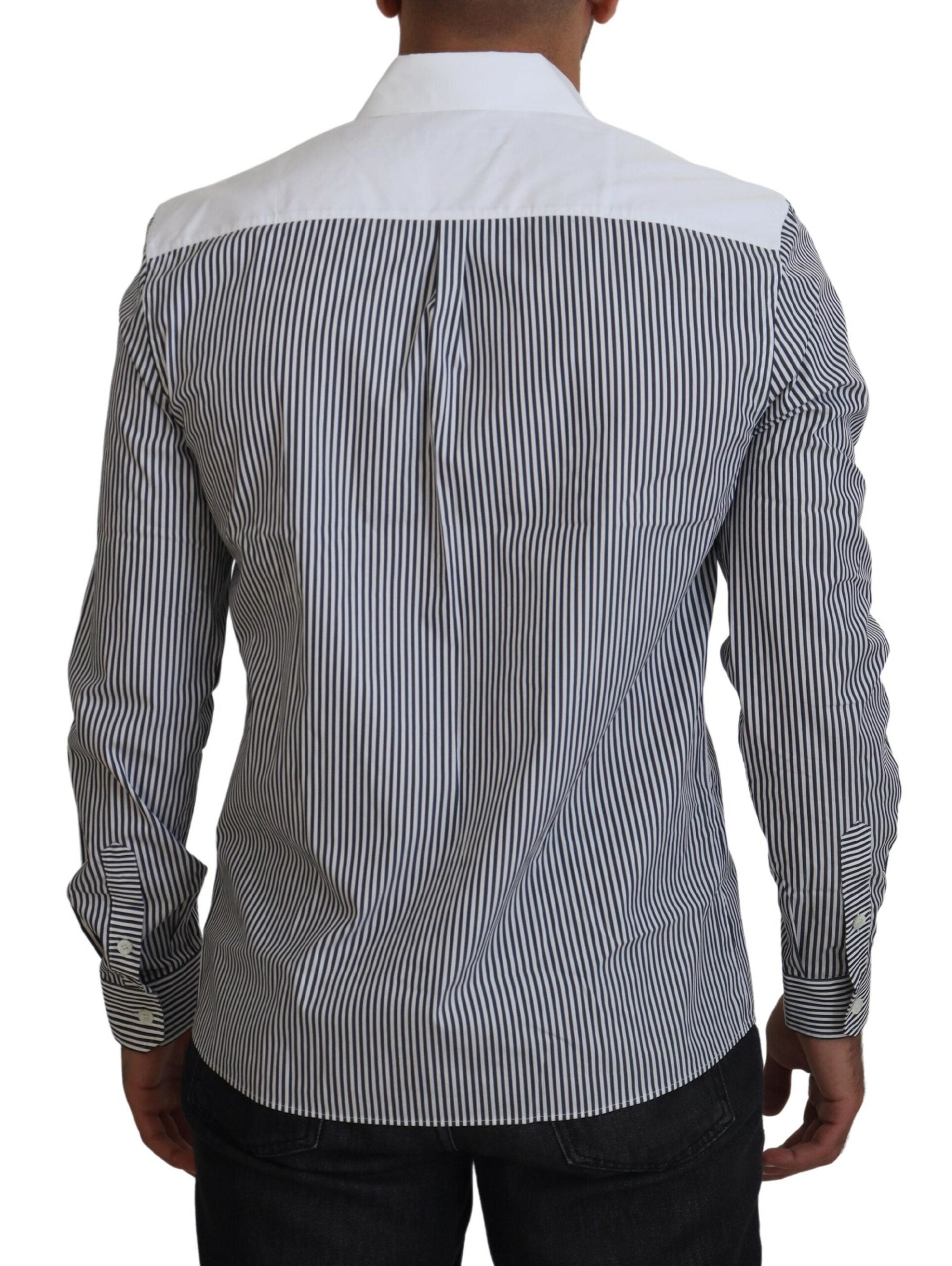 Dolce & Gabbana Gray White Striped Slim Fit Women's Shirt4