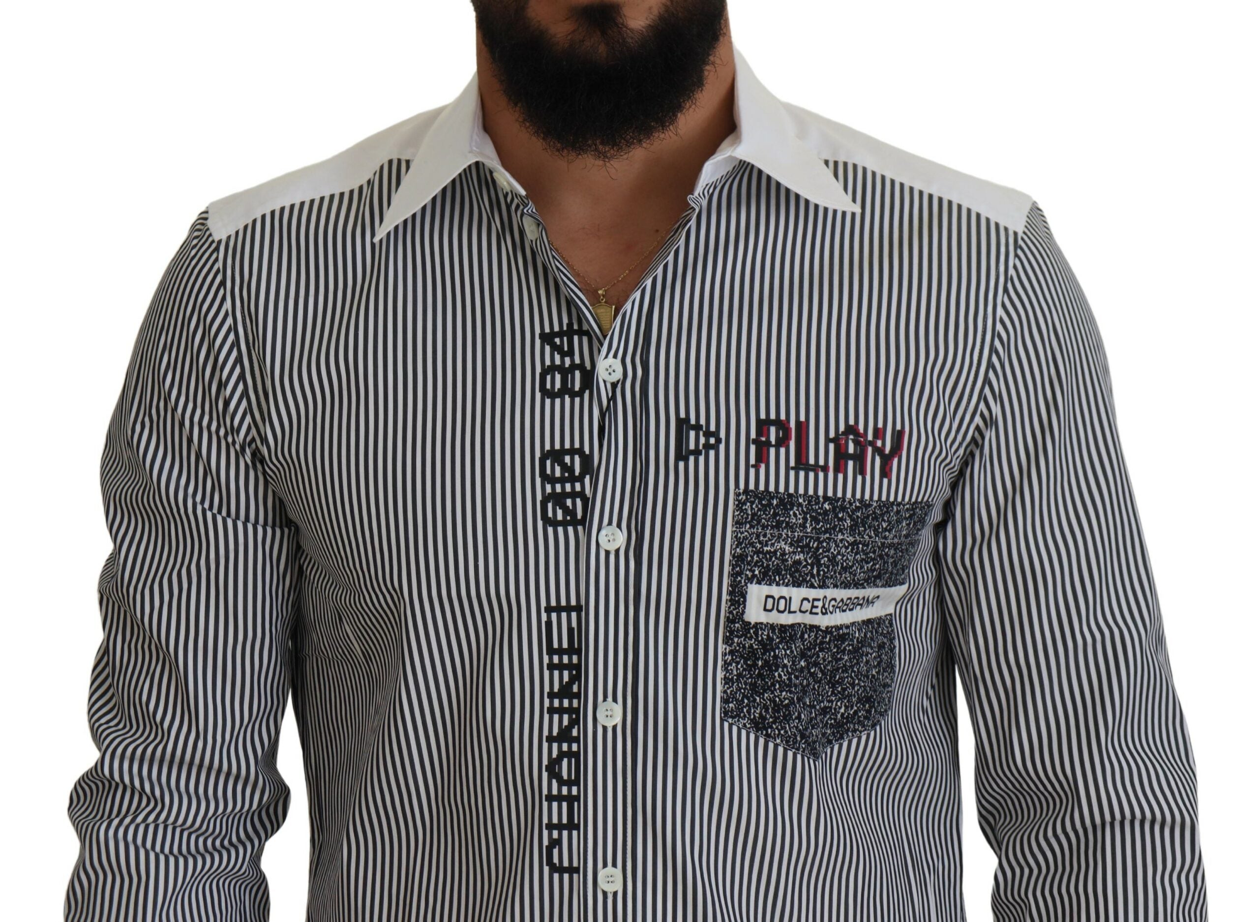 Dolce & Gabbana Gray White Striped Slim Fit Women's Shirt6