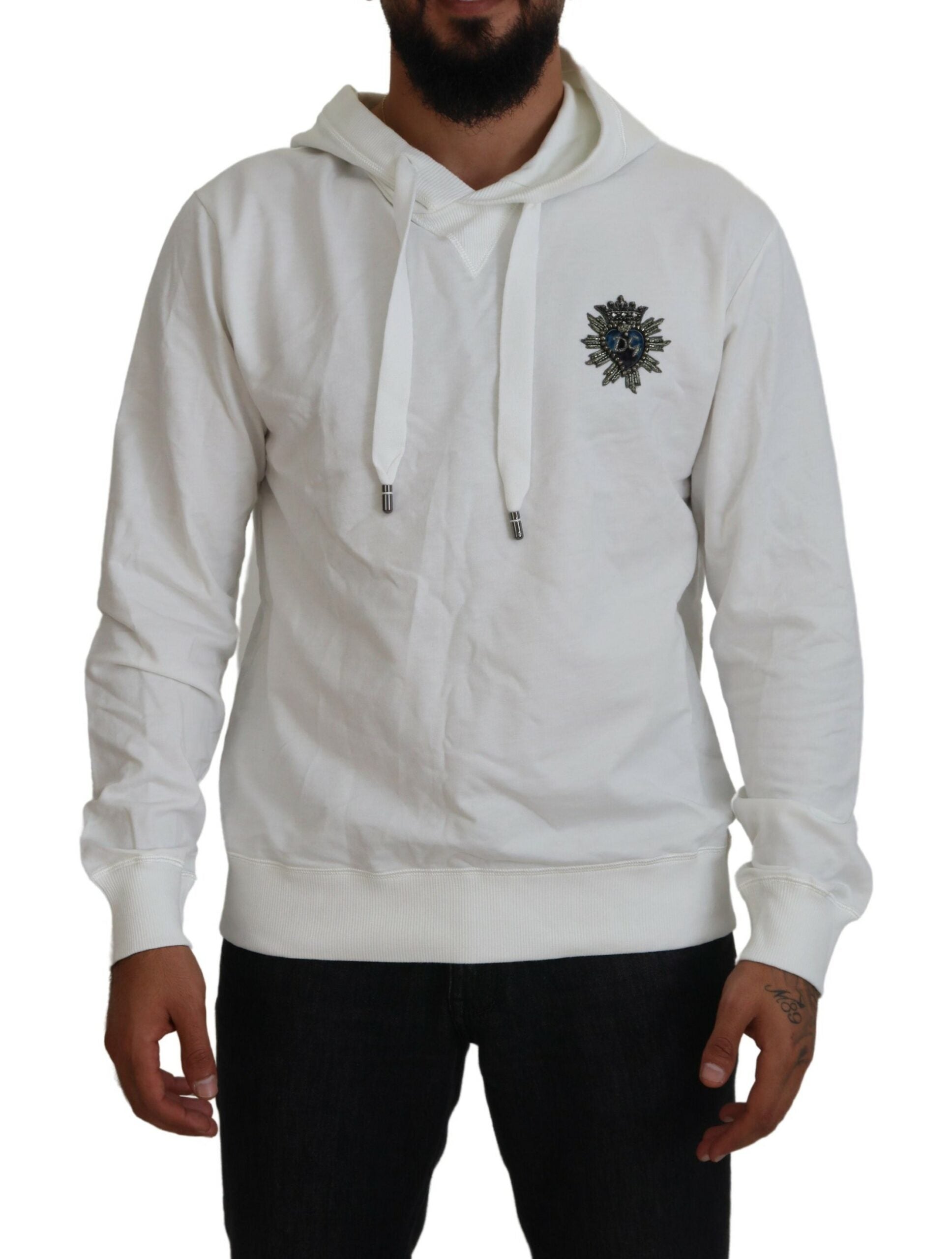 Dolce & Gabbana White Cotton Hooded Sweatshirt Logo Men's Sweater2