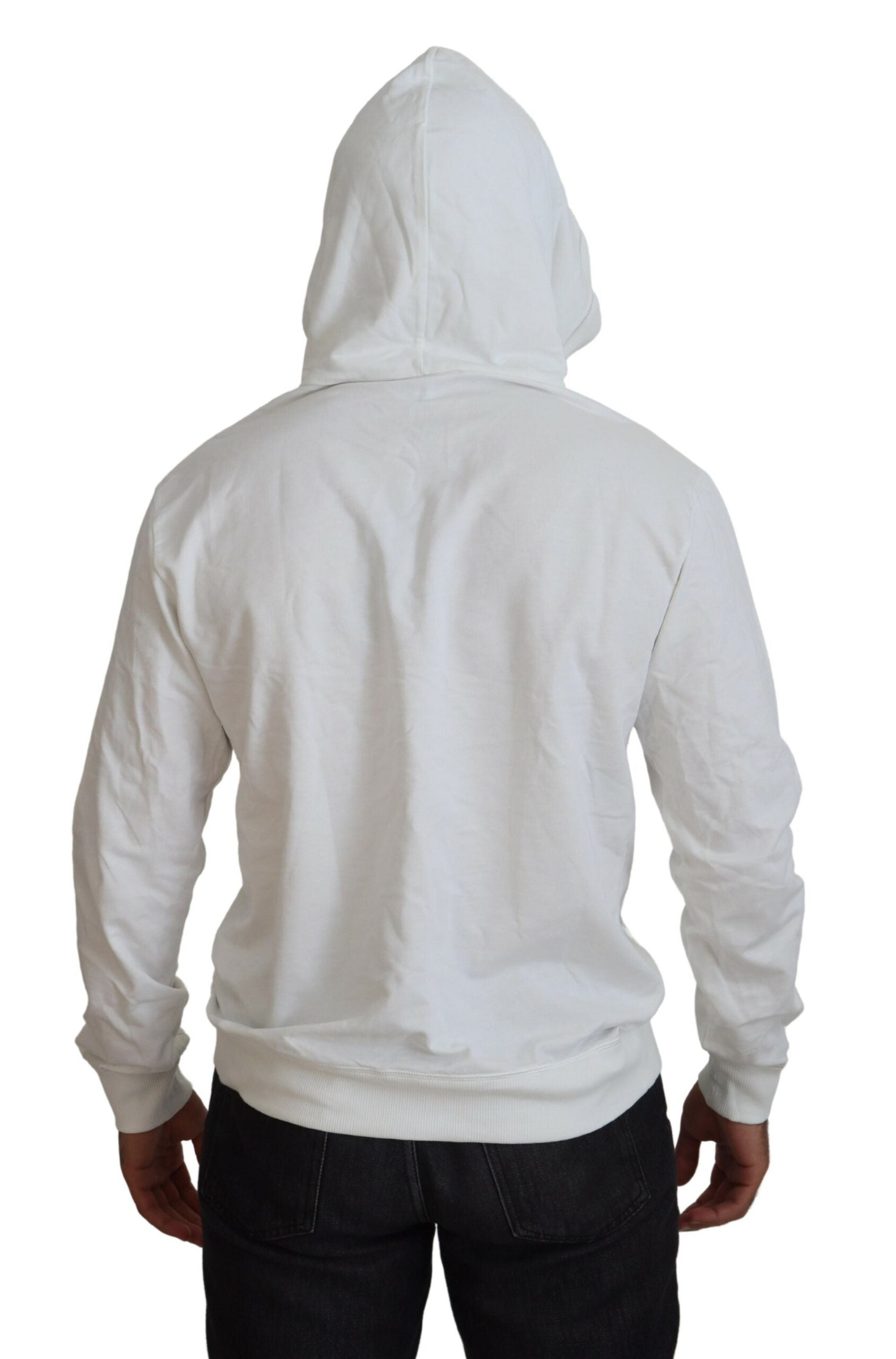 Dolce & Gabbana White Cotton Hooded Sweatshirt Logo Men's Sweater6