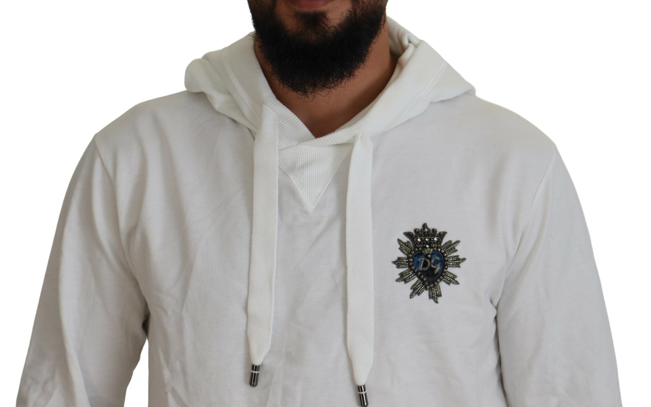 Dolce & Gabbana White Cotton Hooded Sweatshirt Logo Men's Sweater8