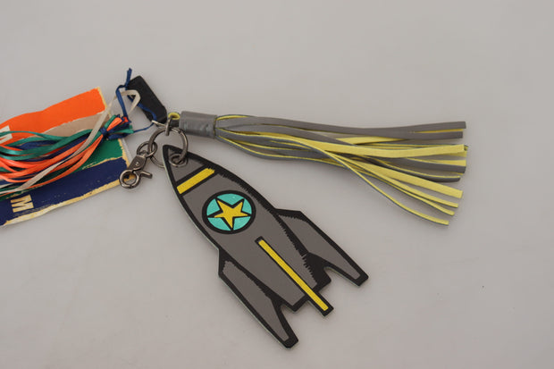 MSGM Multicolor Rocket Ship Silver Tone Metal Women's Keychain