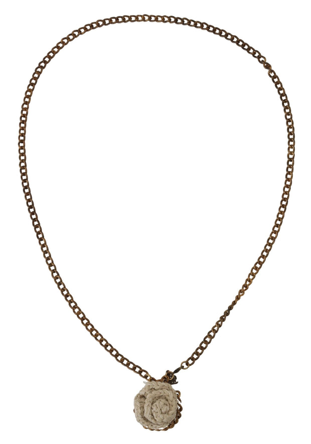 Ermanno Scervino Gold Tone Brass Chain Braided Rope Pendant Women's Necklace