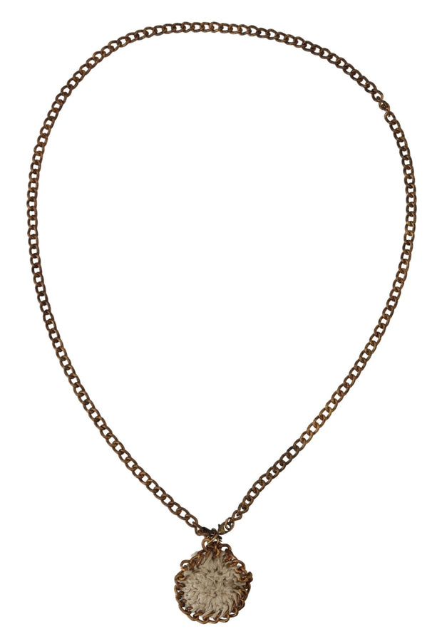 Ermanno Scervino Gold Tone Brass Chain Braided Rope Pendant Women's Necklace
