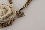 Ermanno Scervino Gold Tone Brass Chain Braided Rope Pendant Women's Necklace