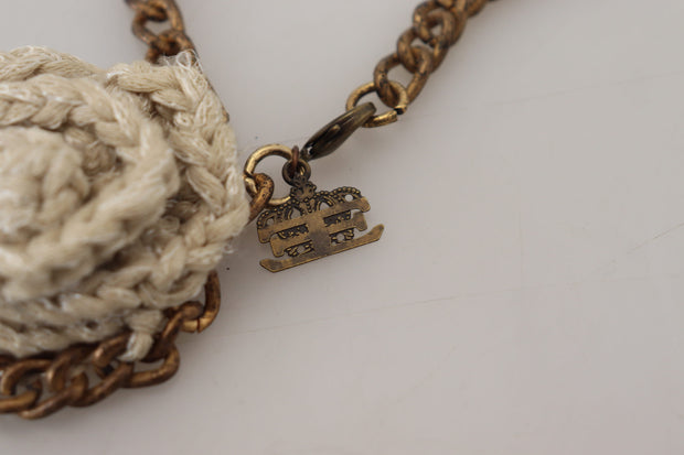 Ermanno Scervino Gold Tone Brass Chain Braided Rope Pendant Women's Necklace