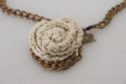 Ermanno Scervino Gold Tone Brass Chain Braided Rope Pendant Women's Necklace