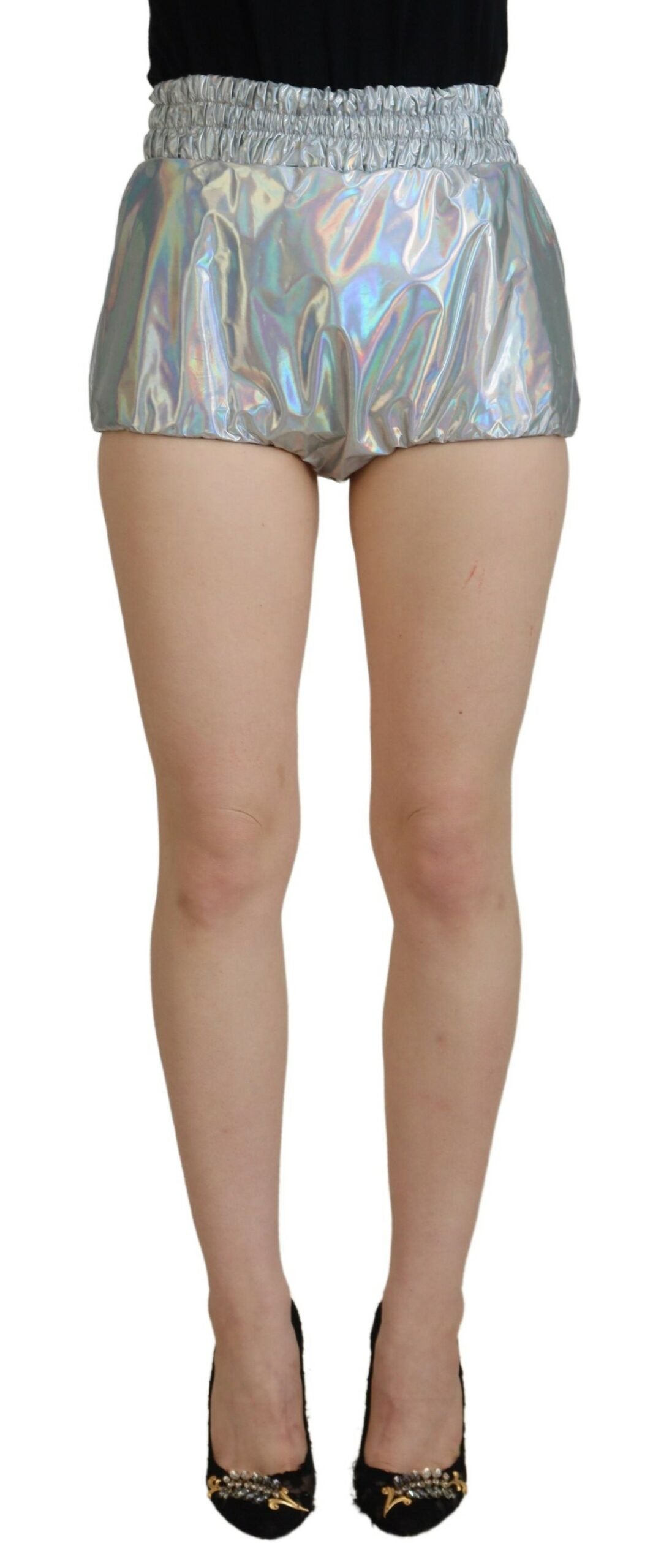 Dolce & Gabbana Elevated Elegance Silver High Waist Women's Shorts2