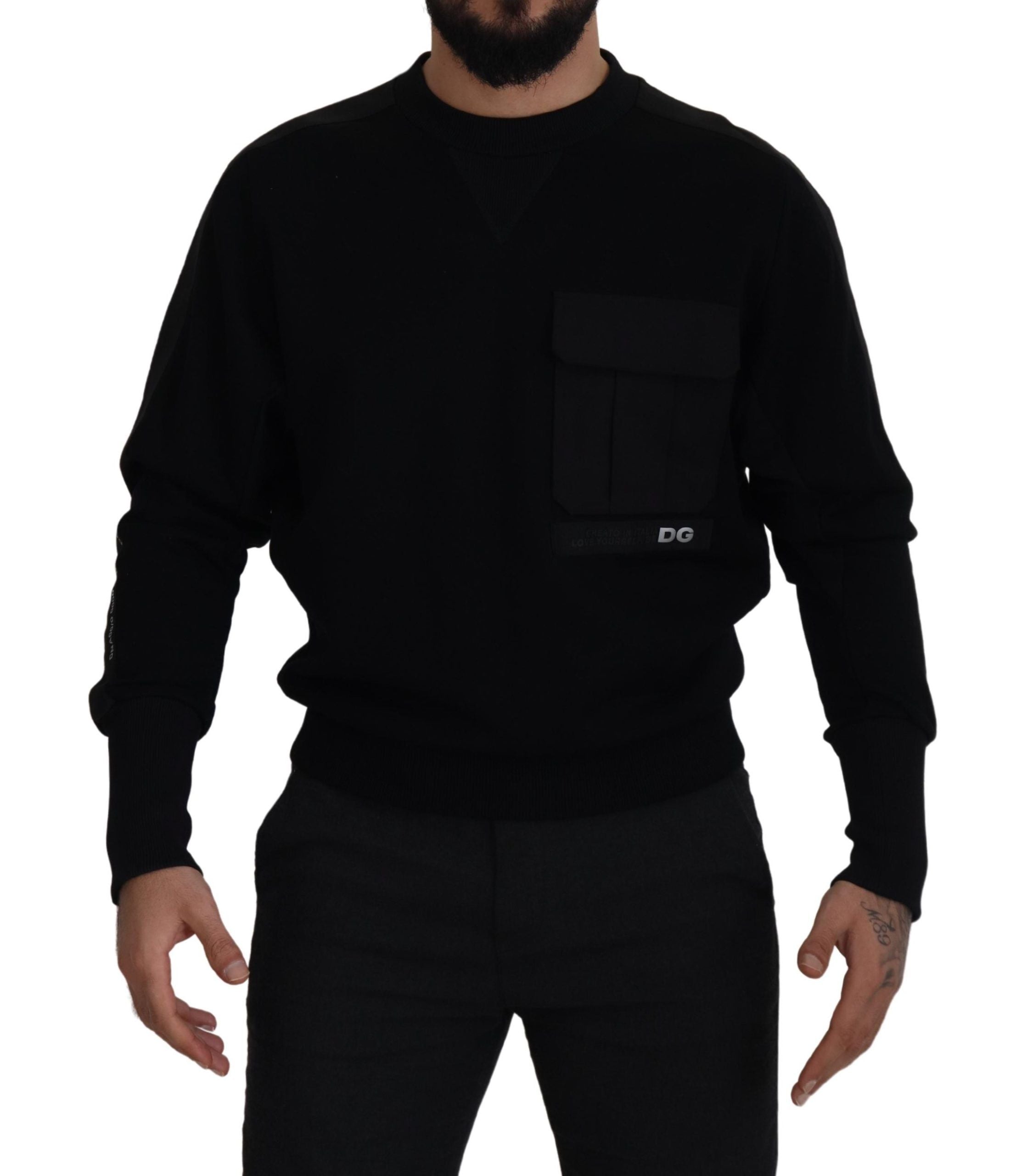 Dolce & Gabbana Black Cotton Crewneck Sweatshirt Men's Sweater8