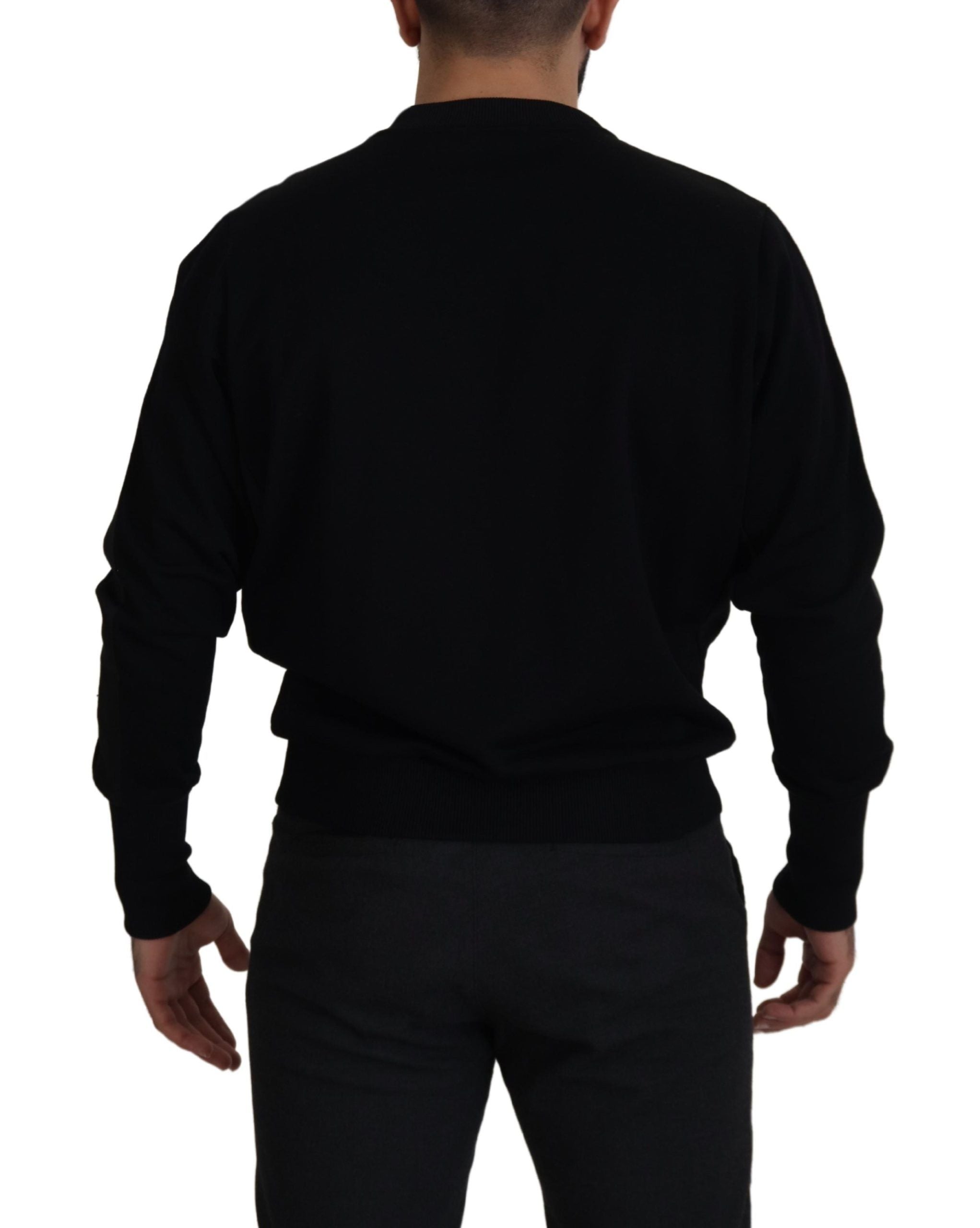 Dolce & Gabbana Black Cotton Crewneck Sweatshirt Men's Sweater4