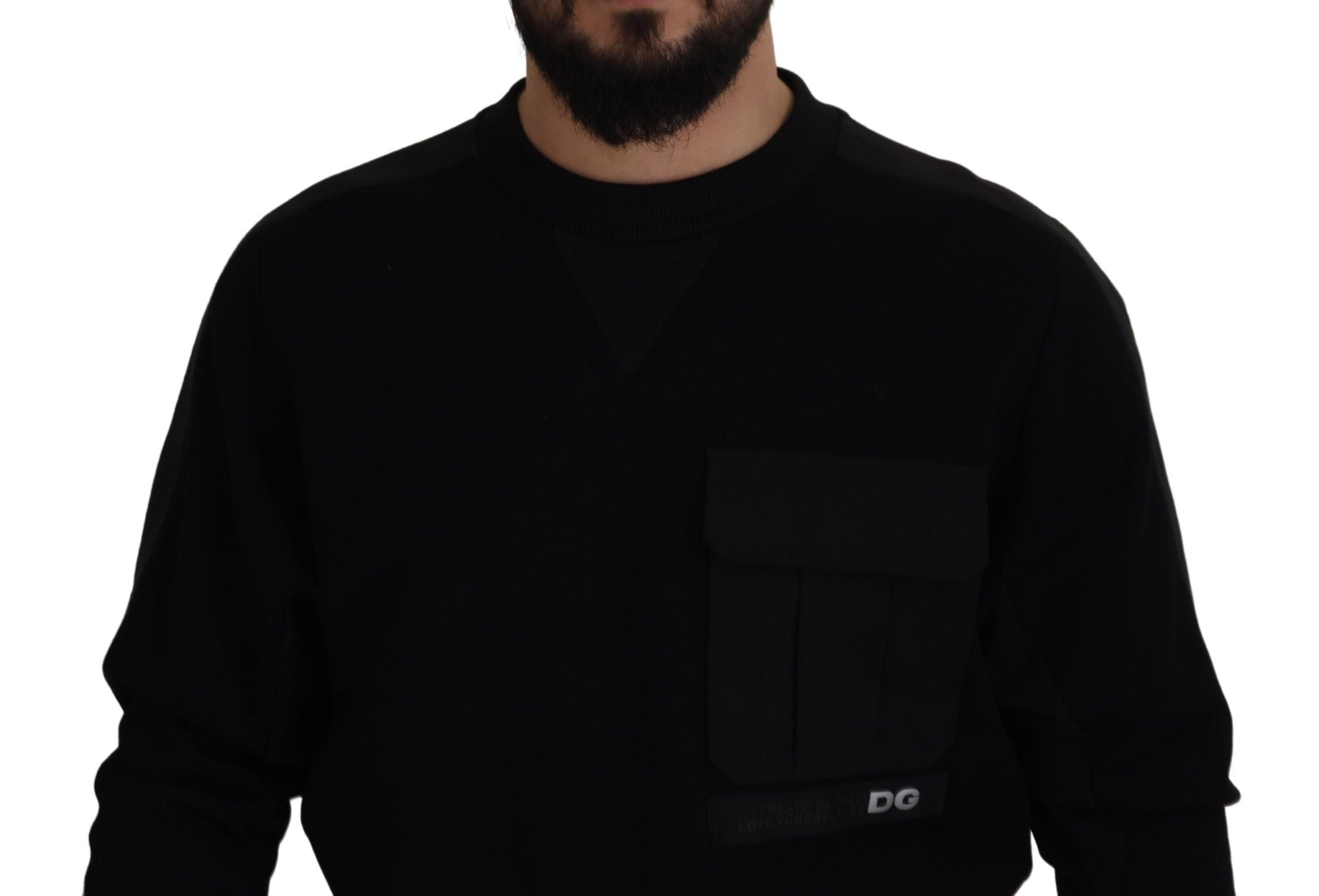 Dolce & Gabbana Black Cotton Crewneck Sweatshirt Men's Sweater6