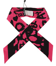 Dolce & Gabbana Pink Logo Print Silk Necktie Shawl Women's Scarf