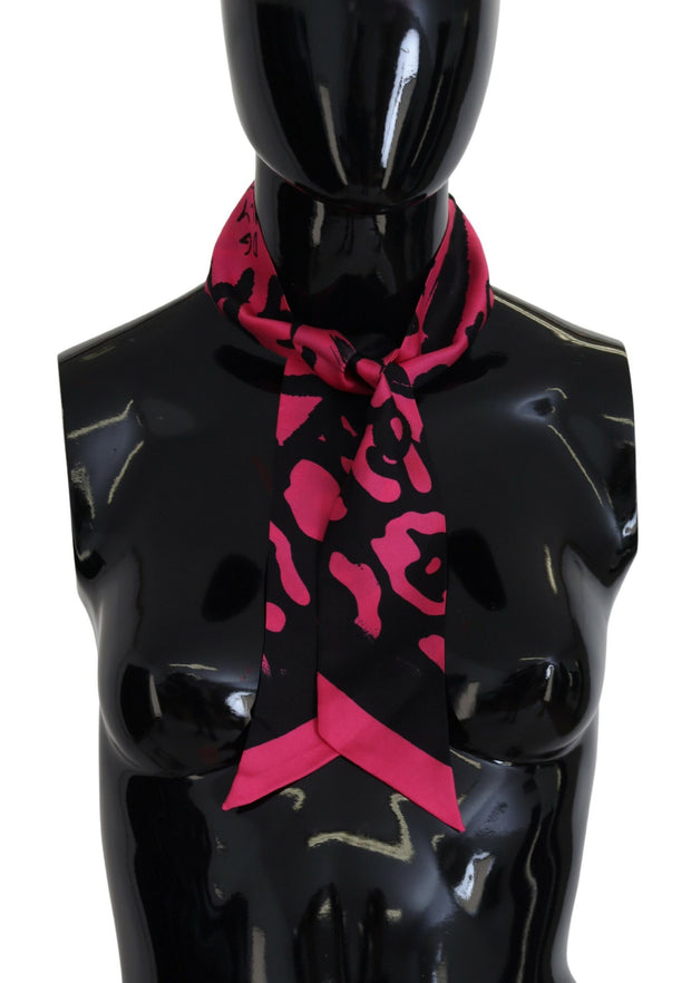 Dolce & Gabbana Pink Logo Print Silk Necktie Shawl Women's Scarf