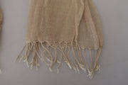 Costume National Beige Cotton Shawl Foulard Fringe Women's Scarf