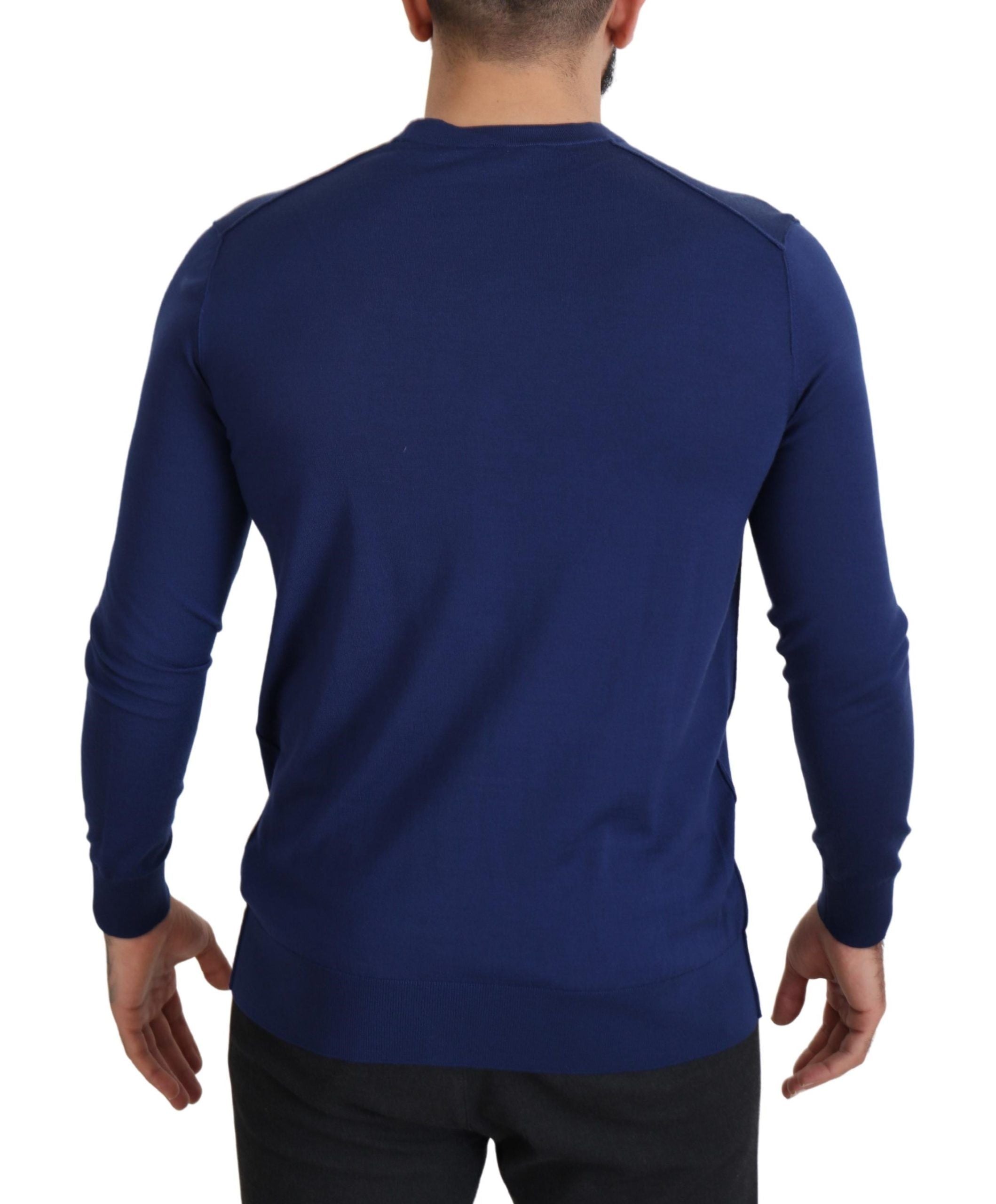 Dolce & Gabbana Blue Wool V-neck Button Down Cardigan Men's Sweater4