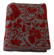 GF Ferre Red Grey Knitted Wrap Warmer Womens Shawl Scarf