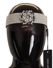 Dolce & Gabbana Silver Brass Crystal Beaded Embellished Diadem Women's Headband