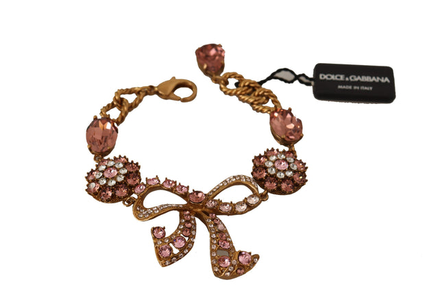 Dolce & Gabbana Gold Brass Chain Baroque Crystal Embellished Women's Bracelet