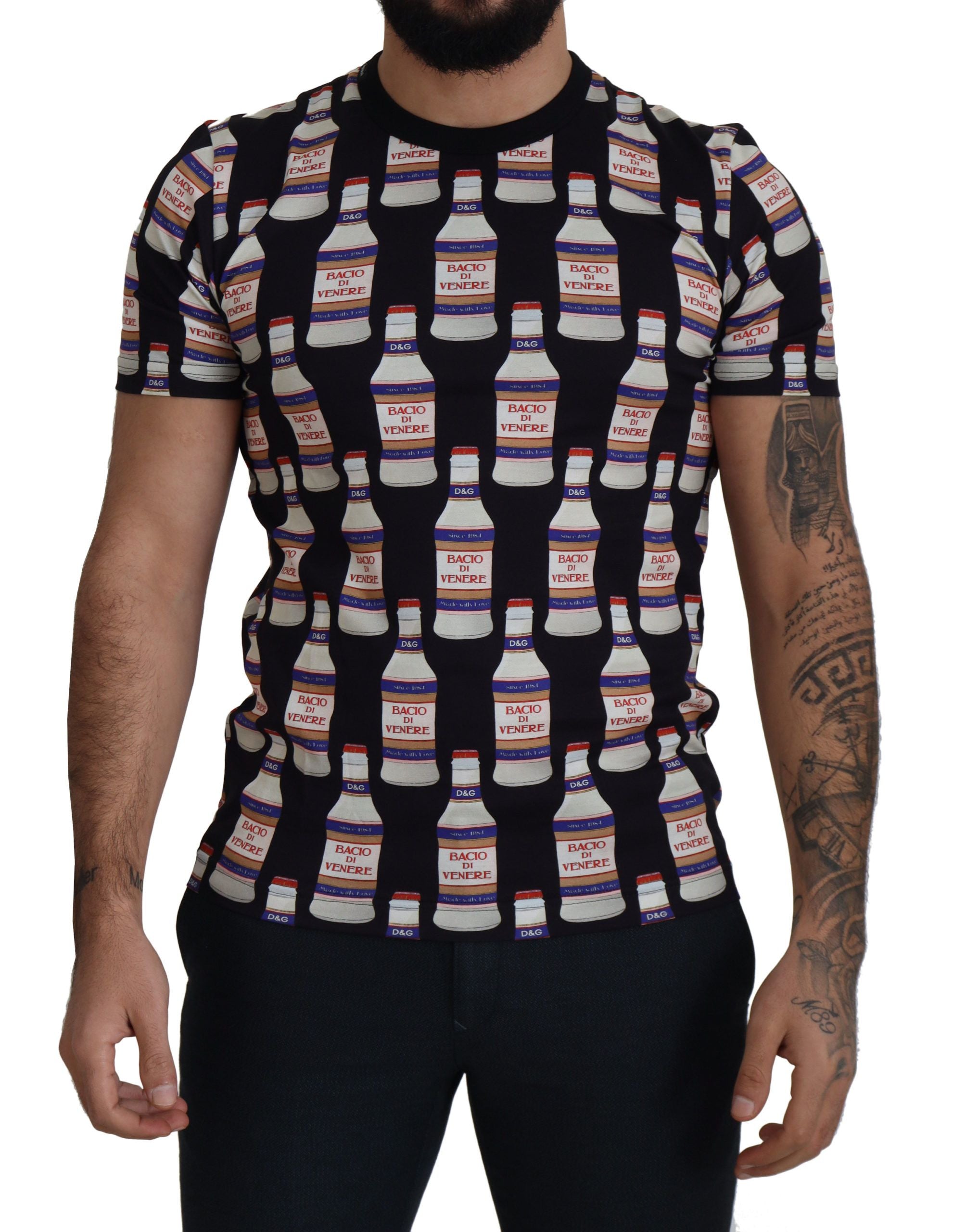 Dolce & Gabbana Black Bacio Di Venere Cotton Crew Men's T-shirt2