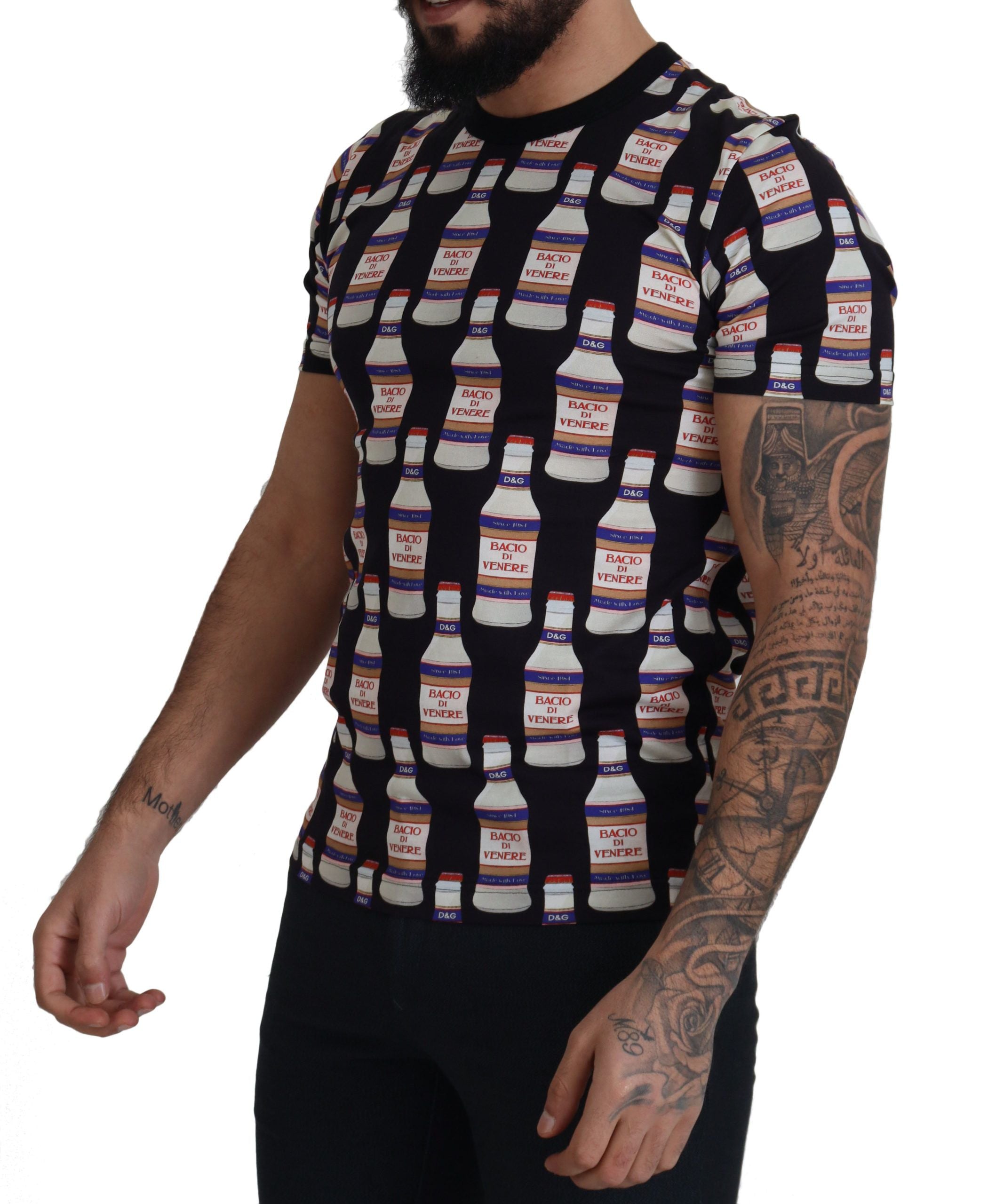 Dolce & Gabbana Black Bacio Di Venere Cotton Crew Men's T-shirt10