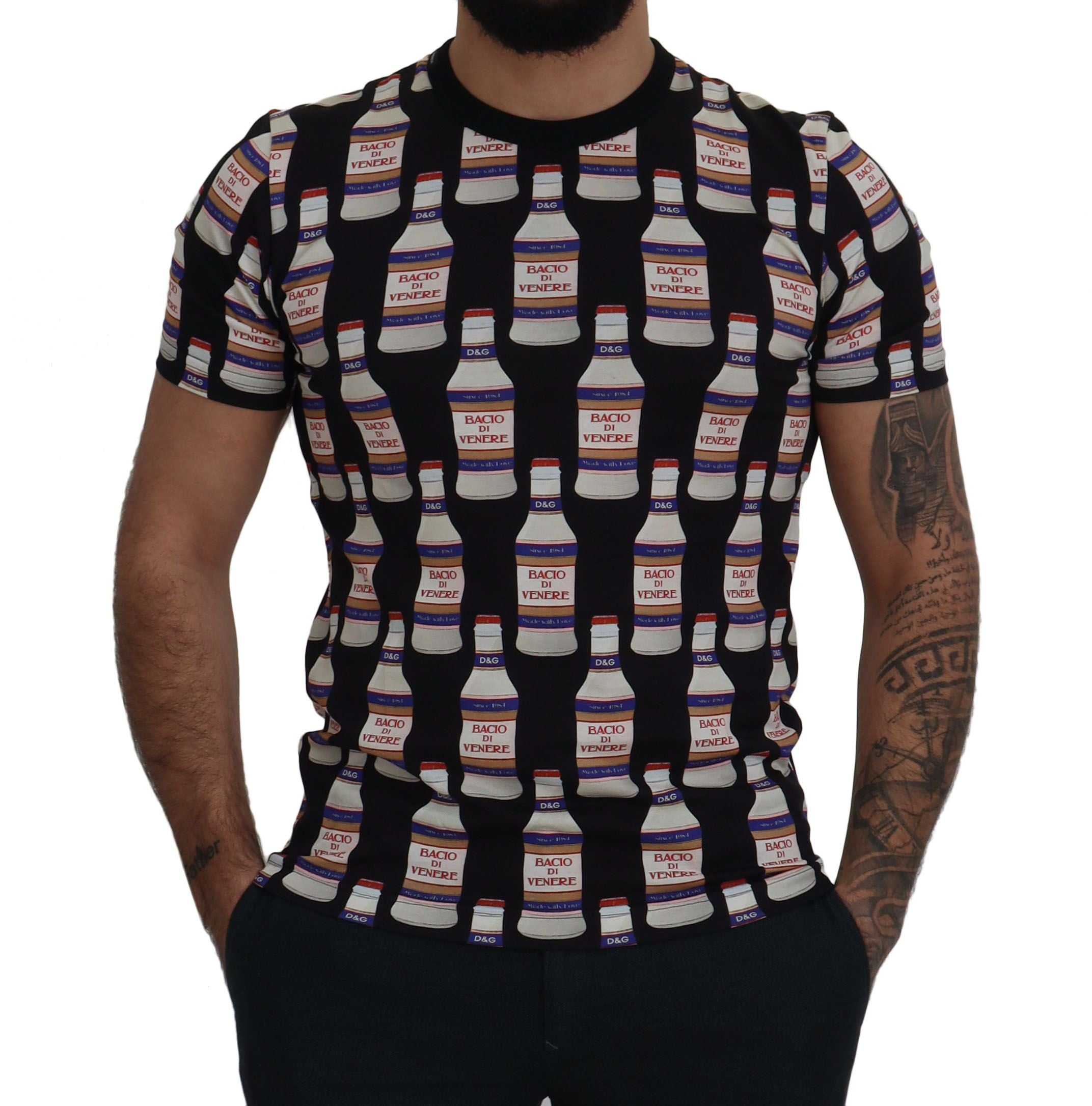 Dolce & Gabbana Black Bacio Di Venere Cotton Crew Men's T-shirt6
